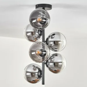 hofstein Gastor Plafonnier, Boule lumineuse Chrome, Fumé, 6 lumières* Lampes Modernes