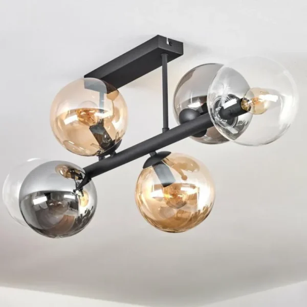 hofstein Gastor Plafonnier, Boule lumineuse Ambre, Clair, Fumé, 6 lumières* Lampes Modernes