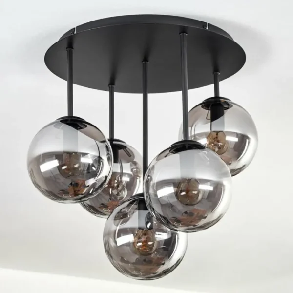 hofstein Gastor Plafonnier, Boule lumineuse 45 cm Fumé, 5 lumières* Lampes Modernes