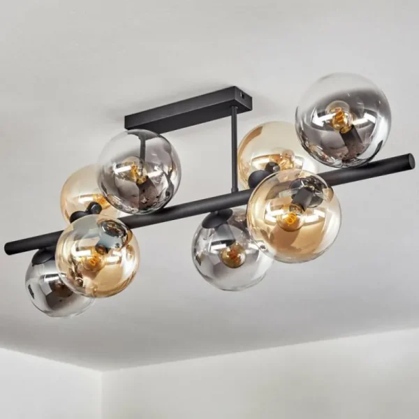 hofstein Gastor Plafonnier, Boule lumineuse Ambre, Clair, Fumé, 8 lumières* Lampes Modernes