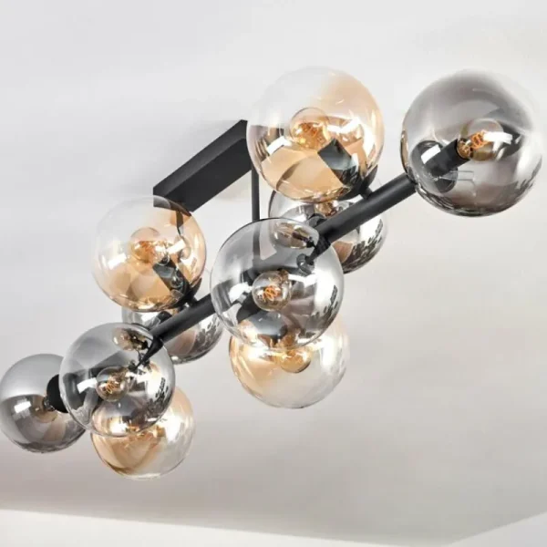 hofstein Gastor Plafonnier, Boule lumineuse Ambre, Clair, Fumé, 10 lumières* Lampes Modernes