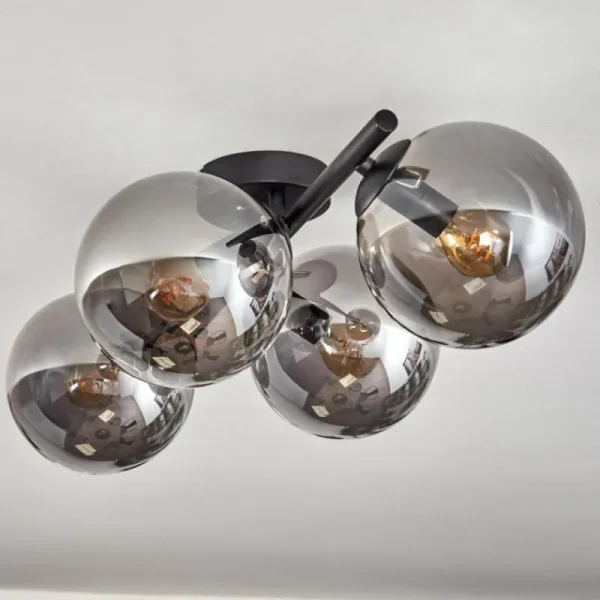 hofstein Gastor Plafonnier, Boule lumineuse Chrome, Fumé, 4 lumières* Lampes Modernes