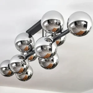 hofstein Gastor Plafonnier, Boule lumineuse Chrome, Fumé, 10 lumières* Lampes Modernes