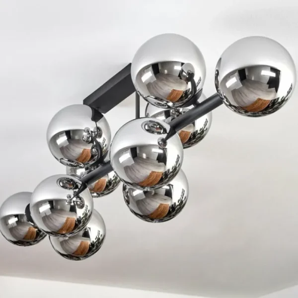 hofstein Gastor Plafonnier, Boule lumineuse Chrome, Fumé, 10 lumières* Lampes Modernes