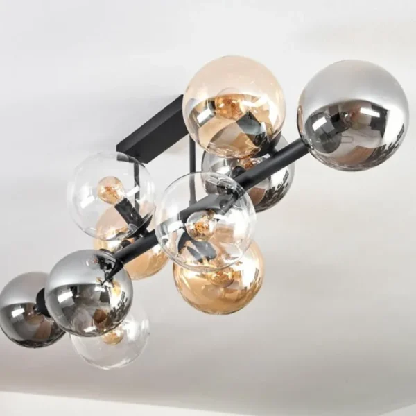 hofstein Gastor Plafonnier, Boule lumineuse Ambre, Clair, Fumé, 10 lumières* Lampes Modernes