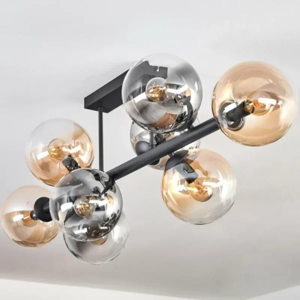 hofstein Gastor Plafonnier, Boule lumineuse Ambre, Clair, Fumé, 8 lumières* Lampes Modernes