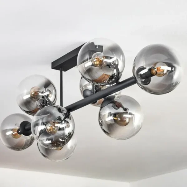 hofstein Gastor Plafonnier, Boule lumineuse Clair, Fumé, 8 lumières* Lampes Modernes