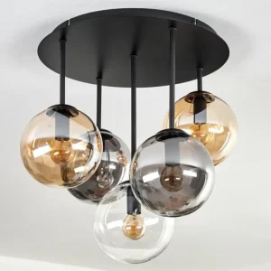 hofstein Gastor Plafonnier, Boule lumineuse 45 cm Ambre, Clair, Fumé, 5 lumières* Lampes Modernes