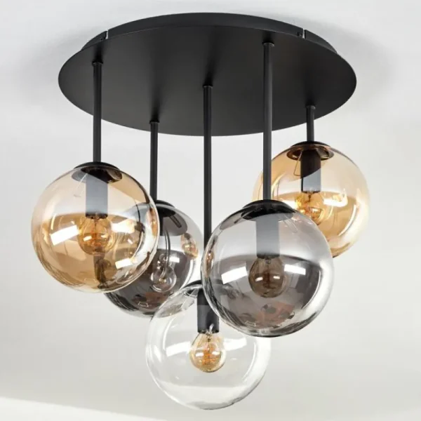 hofstein Gastor Plafonnier, Boule lumineuse 45 cm Ambre, Clair, Fumé, 5 lumières* Lampes Modernes