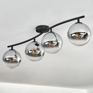hofstein Gastor Plafonnier, Boule lumineuse Chrome, Clair, Fumé, 4 lumières* Lampes Modernes