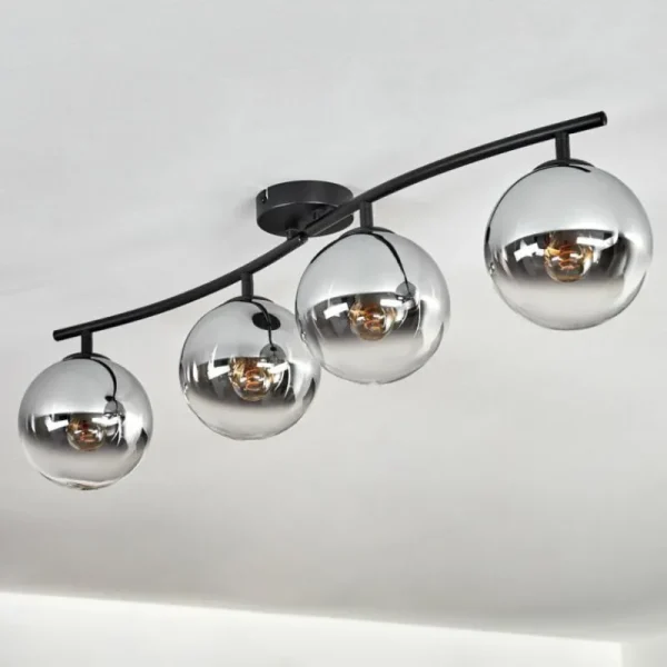 hofstein Gastor Plafonnier, Boule lumineuse Chrome, Clair, Fumé, 4 lumières* Lampes Modernes