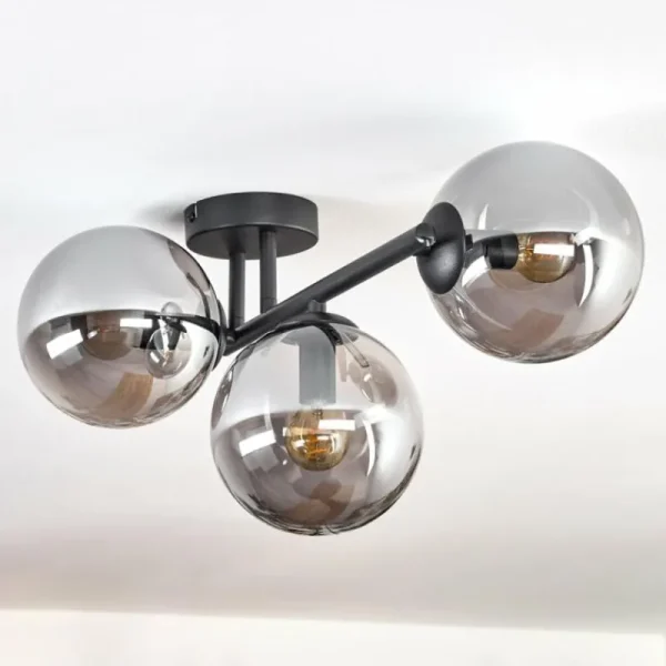 hofstein Gastor Plafonnier, Boule lumineuse Fumé, 3 lumières* Lampes Modernes