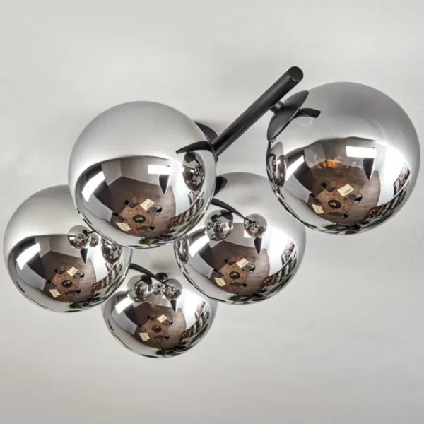 hofstein Gastor Plafonnier, Boule lumineuse Chrome, Fumé, 5 lumières* Lampes Modernes