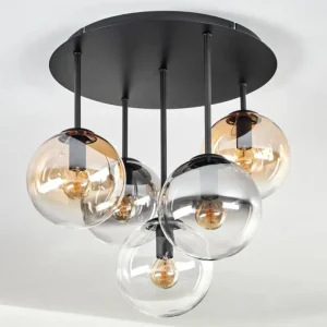 hofstein Gastor Plafonnier, Boule lumineuse 45 cm Ambre, Clair, Fumé, 5 lumières* Lampes Modernes
