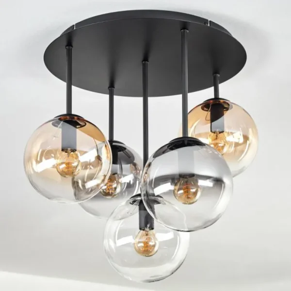 hofstein Gastor Plafonnier, Boule lumineuse 45 cm Ambre, Clair, Fumé, 5 lumières* Lampes Modernes