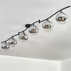 hofstein Gastor Plafonnier, Boule lumineuse Chrome, Clair, Fumé, 6 lumières* Lampes Modernes