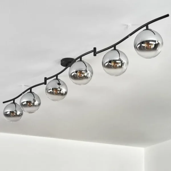 hofstein Gastor Plafonnier, Boule lumineuse Chrome, Clair, Fumé, 6 lumières* Lampes Modernes