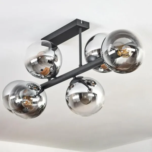 hofstein Gastor Plafonnier, Boule lumineuse Chrome, Clair, Fumé, 6 lumières* Lampes Modernes