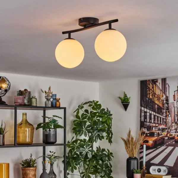 hofstein Gastor Plafonnier, Boule lumineuse Blanc, 2 lumières* Lampes En Verre