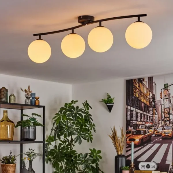 hofstein Gastor Plafonnier, Boule lumineuse Blanc, 4 lumières* Lampes En Verre