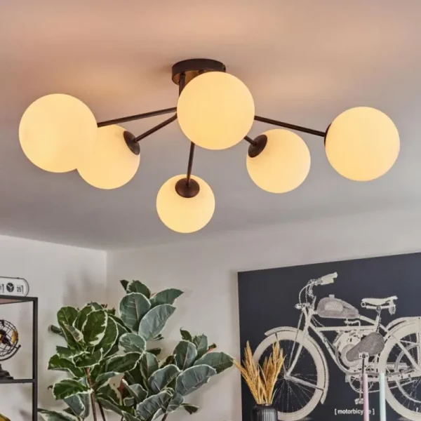 hofstein Gastor Plafonnier, Boule lumineuse Blanc, 6 lumières* Lampes En Verre