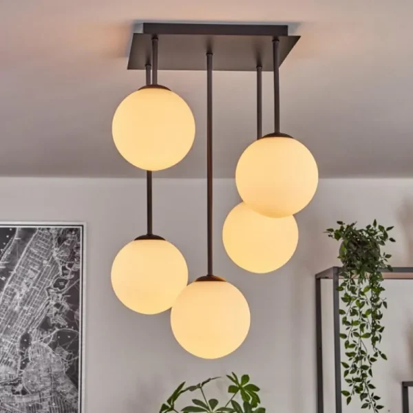 hofstein Gastor Plafonnier, Boule lumineuse Blanc, 5 lumières* Lampes En Verre