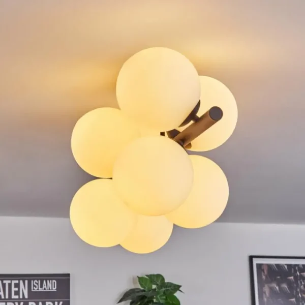hofstein Gastor Plafonnier, Boule lumineuse Blanc, 8 lumières* Lampes En Verre