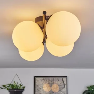 hofstein Gastor Plafonnier, Boule lumineuse Blanc, 4 lumières* Lampes En Verre