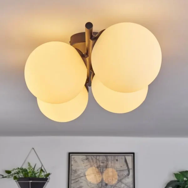 hofstein Gastor Plafonnier, Boule lumineuse Blanc, 4 lumières* Lampes En Verre