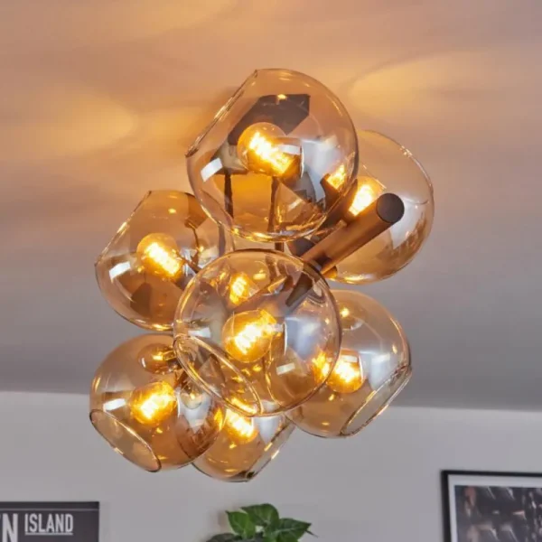 hofstein Gastor Plafonnier, Boule lumineuse Ambre, 8 lumières* Lampes En Verre