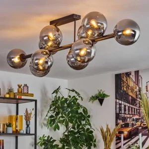hofstein Gastor Plafonnier, Boule lumineuse Fumé, 10 lumières* Lampes Modernes