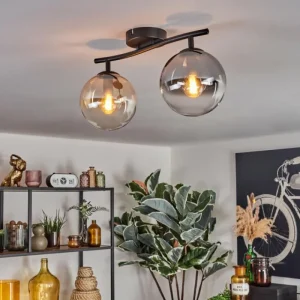 hofstein Gastor Plafonnier, Boule lumineuse Ambre, Clair, Fumé, 2 lumières* Lampes Modernes