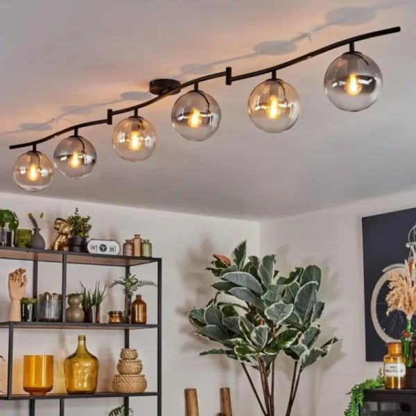 hofstein Gastor Plafonnier, Boule lumineuse Ambre, Clair, Fumé, 6 lumières* Lampes Modernes