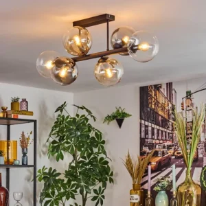 hofstein Gastor Plafonnier, Boule lumineuse Ambre, Clair, Fumé, 6 lumières* Lampes Modernes