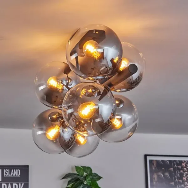 hofstein Gastor Plafonnier, Boule lumineuse Clair, Fumé, 8 lumières* Lampes Modernes