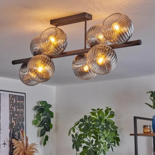hofstein Gastor Plafonnier, Boule lumineuse Clair, Fumé, 8 lumières* Lampes Modernes