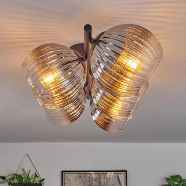 hofstein Gastor Plafonnier, Boule lumineuse Clair, Fumé, 5 lumières* Lampes Modernes