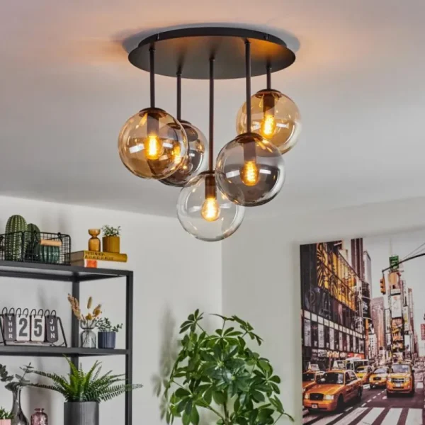 hofstein Gastor Plafonnier, Boule lumineuse 45 cm Ambre, Clair, Fumé, 5 lumières* Lampes Modernes
