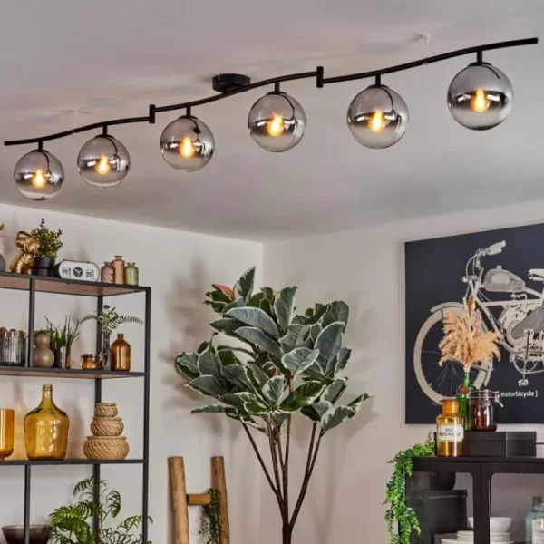 hofstein Gastor Plafonnier, Boule lumineuse Chrome, Clair, Fumé, 6 lumières* Lampes Modernes