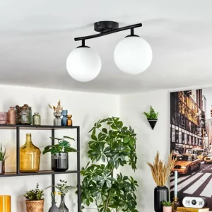 hofstein Gastor Plafonnier, Boule lumineuse Blanc, 2 lumières* Lampes En Verre