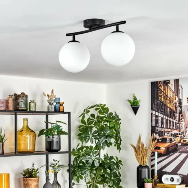 hofstein Gastor Plafonnier, Boule lumineuse Blanc, 2 lumières* Lampes En Verre