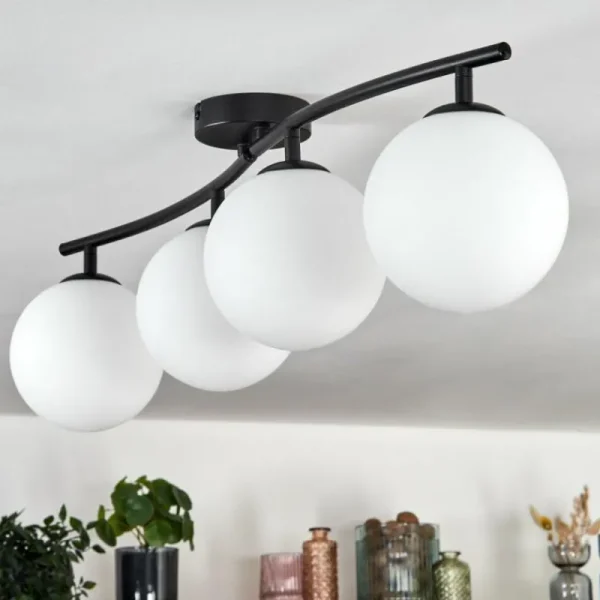 hofstein Gastor Plafonnier, Boule lumineuse Blanc, 4 lumières* Lampes En Verre