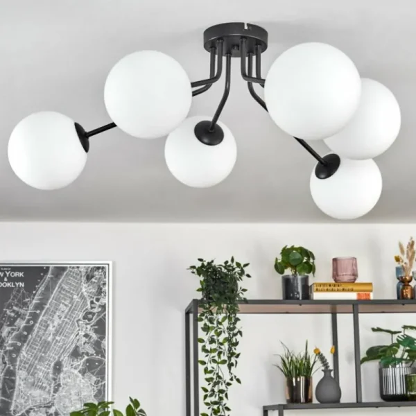 hofstein Gastor Plafonnier, Boule lumineuse Blanc, 6 lumières* Lampes En Verre