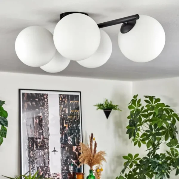 hofstein Gastor Plafonnier, Boule lumineuse Blanc, 5 lumières* Lampes En Verre
