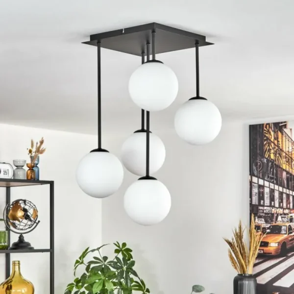 hofstein Gastor Plafonnier, Boule lumineuse Blanc, 5 lumières* Lampes En Verre