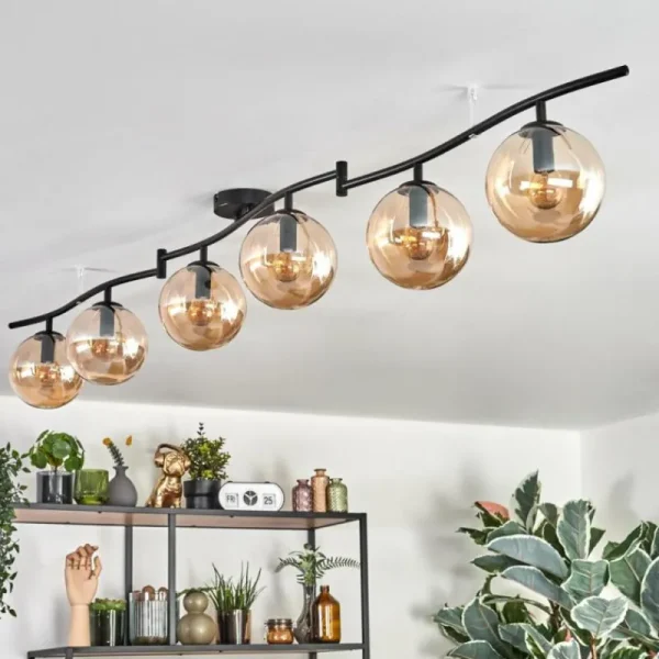 hofstein Gastor Plafonnier, Boule lumineuse Ambre, 6 lumières* Lampes En Verre