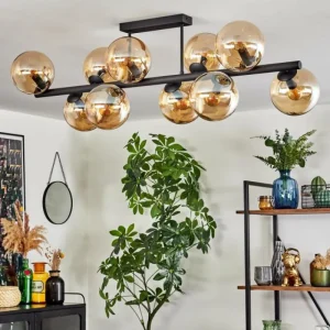 hofstein Gastor Plafonnier, Boule lumineuse Ambre, 10 lumières* Lampes En Verre