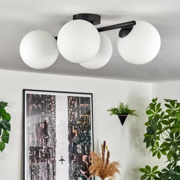 hofstein Gastor Plafonnier, Boule lumineuse Blanc, 4 lumières* Lampes En Verre