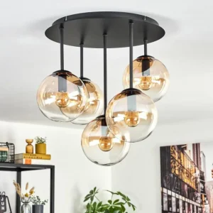 hofstein Gastor Plafonnier, Boule lumineuse 45 cm Ambre, Clair, 5 lumières* Lampes En Verre