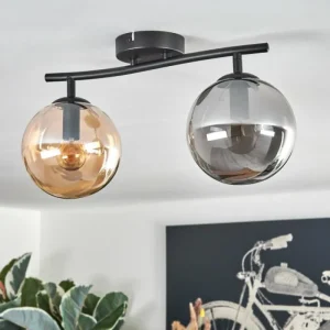 hofstein Gastor Plafonnier, Boule lumineuse Ambre, Fumé, 2 lumières* Lampes Modernes